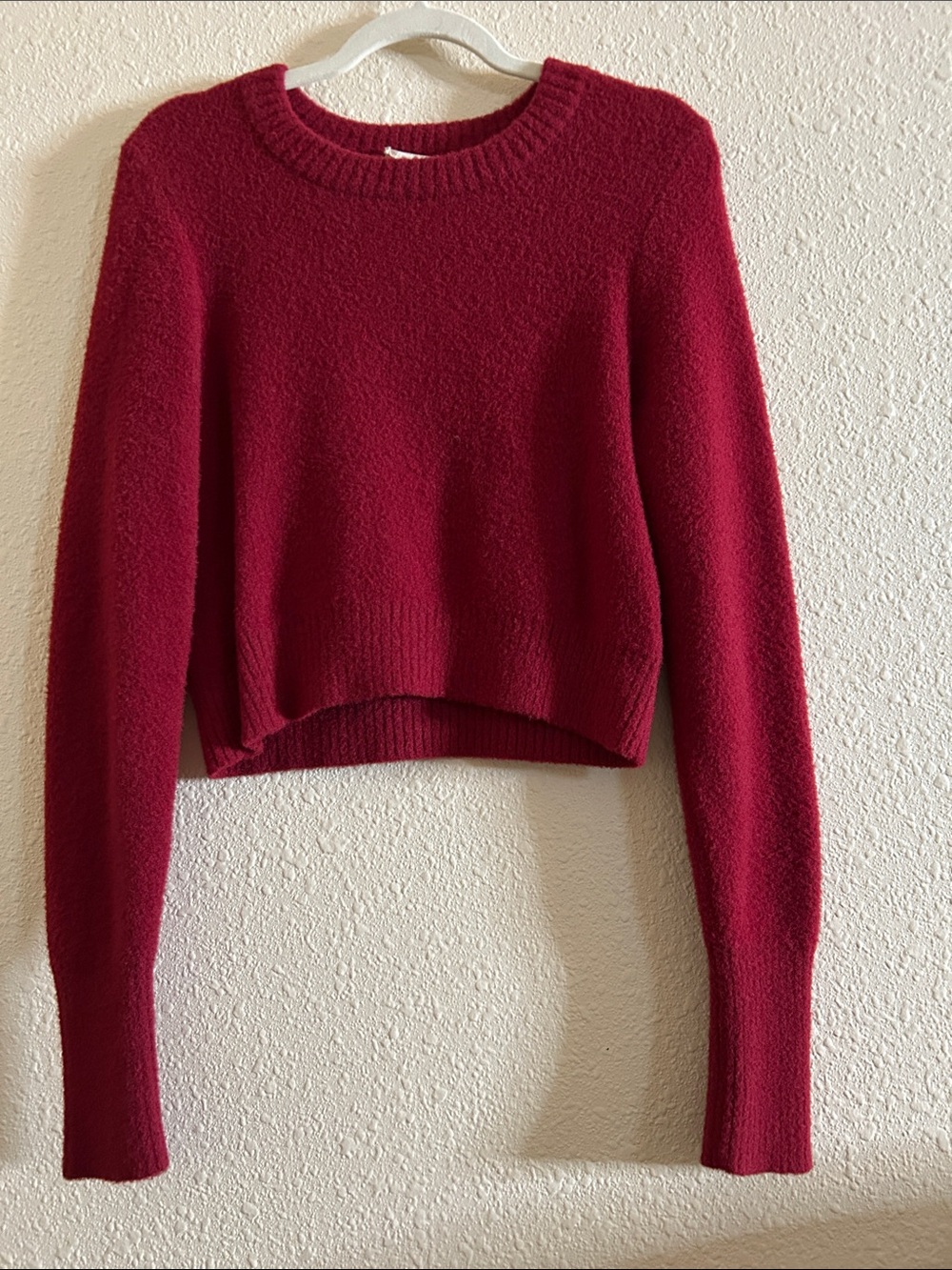 Altar'd State Rich Berry Cropped Crewneck Sweater